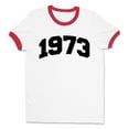 thumbnail image 1 of 1973 College Style Ringer Tee Shirt Unisex Small White/Red, 1 of 5