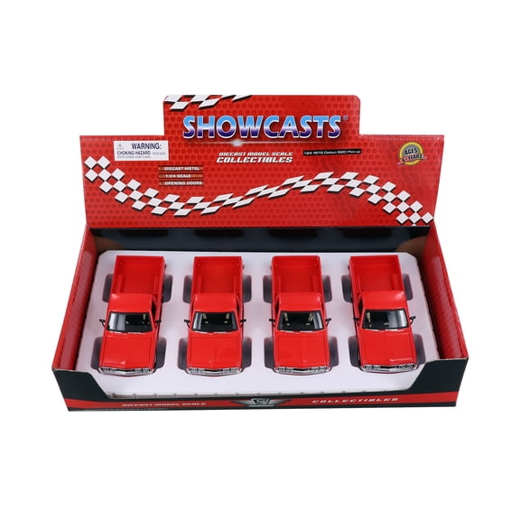 1973 Datsun 620 Pickup Truck, Red - Showcasts 37522 - 1/24 Scale Set of 4 Diecast Model Cars