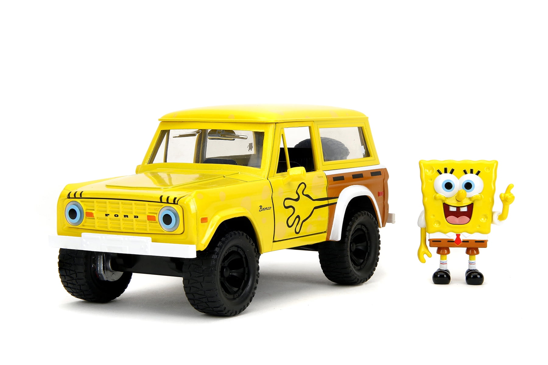 1973 Ford Bronco w/Spongebob Figure, Yellow - Jada Toys 35467 - 1/24 Scale Diecast Model Car