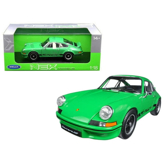 1973 Porsche 911 Carrera RS Green with Black Stripes 1/18 Diecast Model Car by Welly