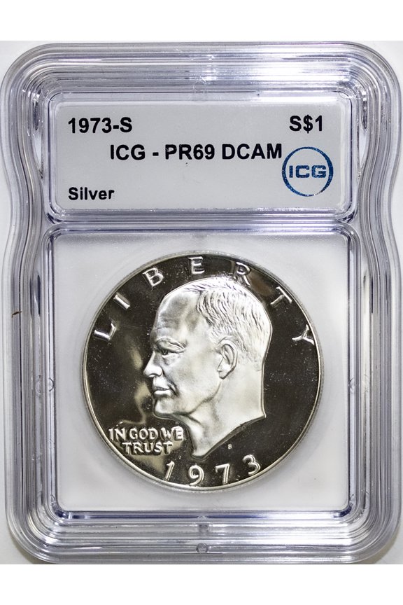 1973-S Silver Eisenhower (Ike) Dollar ICG PR69DCAM Proof - 40% Silver Graded Coin