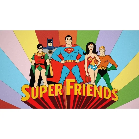 1973 Super Friends Poster Superman Batman Wonder Woman Robin Aquaman Dc UNFRAMED PAPER POSTER