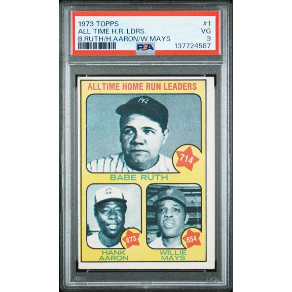 1973 Topps All Time H. R. Ldrs. #1 B. Ruth H. Aaron W. Mays PSA 3