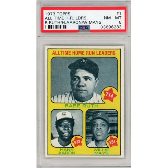 1973 Topps All Time H. R. Ldrs. #1 B. Ruth H. Aaron W. Mays PSA 8