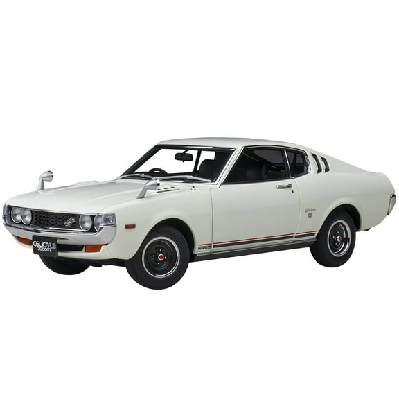 1973 Toyota Celica Liftback 2000GT (RA25) RHD (Right Hand Drive) White with Red and Black Stripes 1/18 Model Car by Autoart