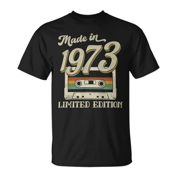 1973 Vintage Cassette T-Shirt – Retro Music Tape Graphic Tee for Men, Classic 70s Birthday Gift, 52nd Birthday Present, Made in 1973 Shirt, Nostalgic Audio Tape Novelty T-Shirt for Him