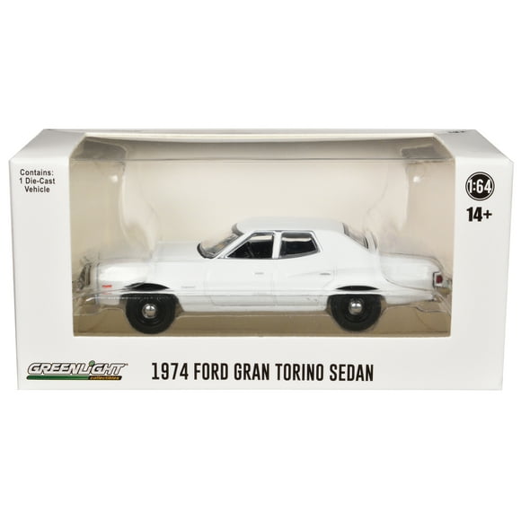 1974-1976 Ford Gran Torino Sedan Police Car White "Hot Pursuit - Hobby Exclusive" Series 1/64 Diecast Model Car by Greenlight