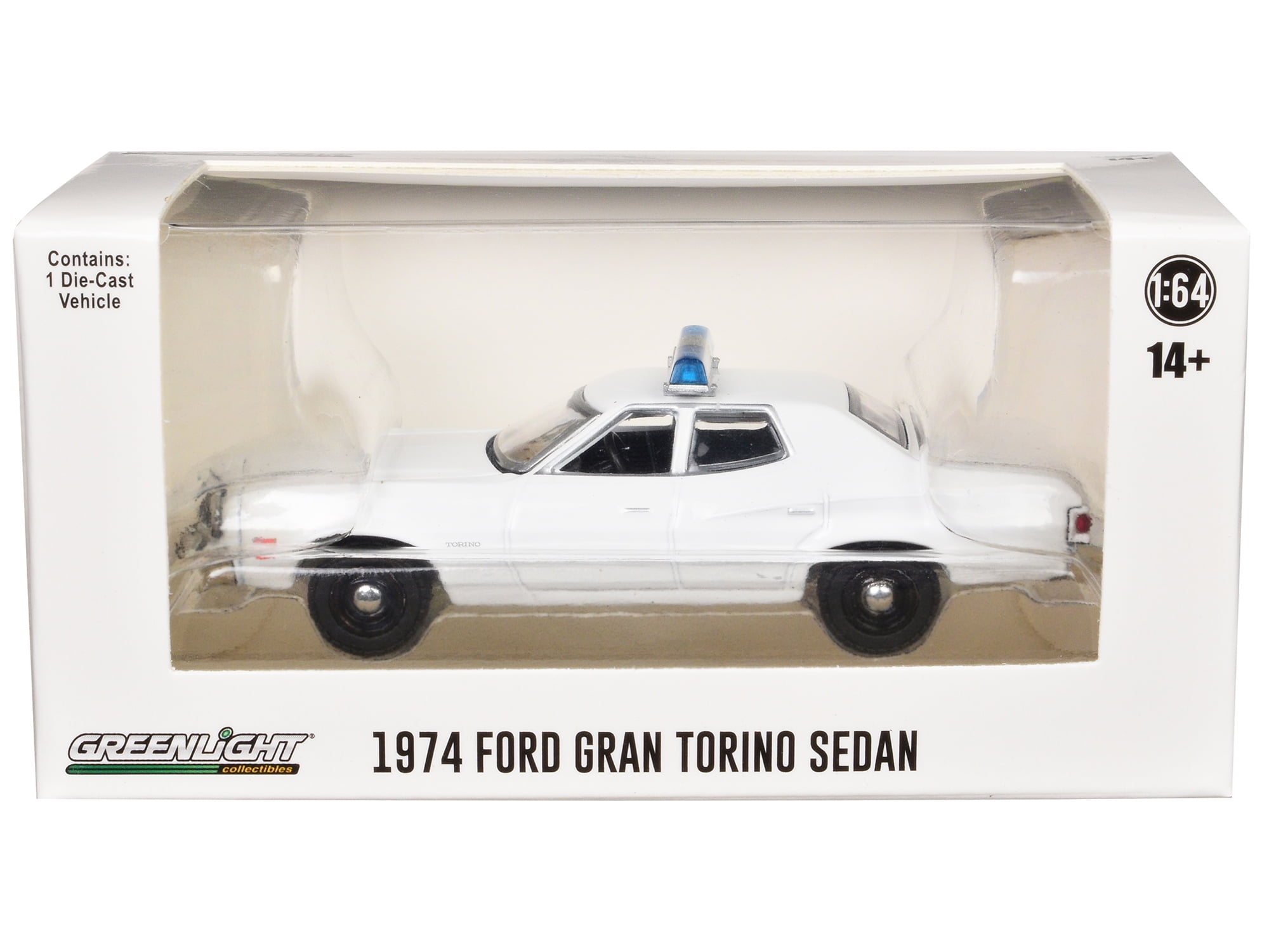 ミニカー BUBY TORINO 380w POLICIA 1974-1976 Ford Gran Torino Sedan Police Car White with Light Bar 1