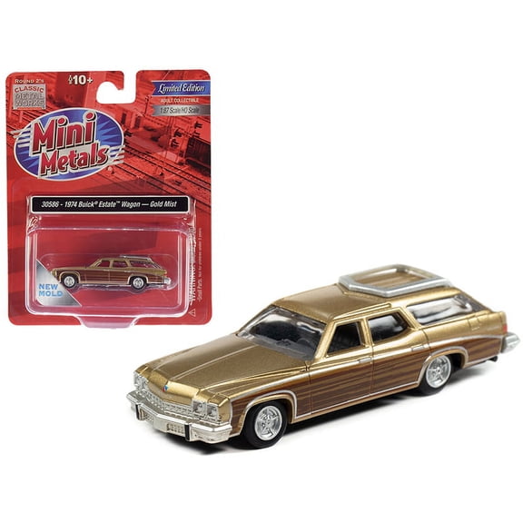 1974 Buick Estate Wagon Gold Mist Metallic with Woodgrain Sides 1/87 (HO) Scale Model Car by Classic Metal Works