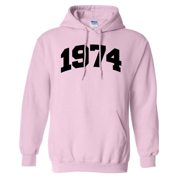 1974 College Style Hoodie Sweatshirt Unisex Small Pink