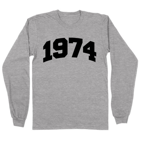 1974 College Style Long Sleeve Shirt Unisex 4X-Large Grey