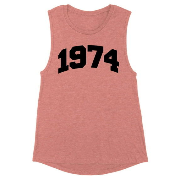 1974 College Style Women's Muscle Tank Large Desert Pink