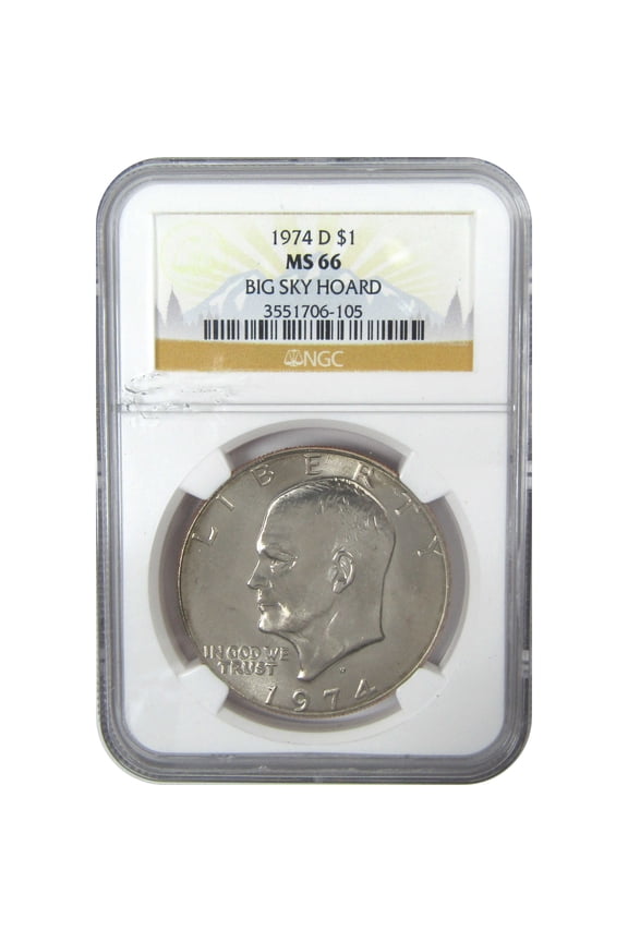 1974 D Eisenhower Dollar MS 66 NGC Clad IKE Uncirculated Big Sky Hoard