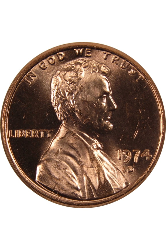 1974 D Lincoln Memorial Cent BU Uncirculated Penny 1c Coin