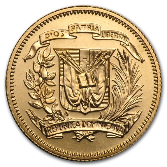 1974 Dominican Republic Gold 30 Pesos BU