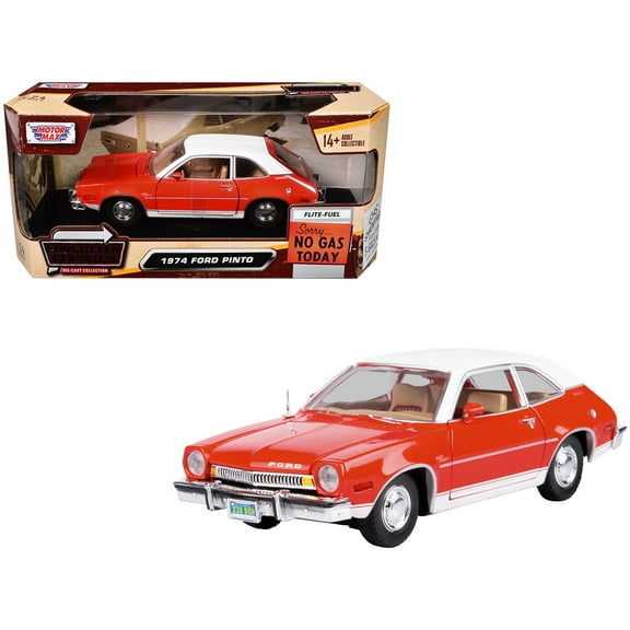 1974 Ford Pinto Orange with White Top "Forgotten Classics" Series 1/24 Diecast Model Car by Motormax