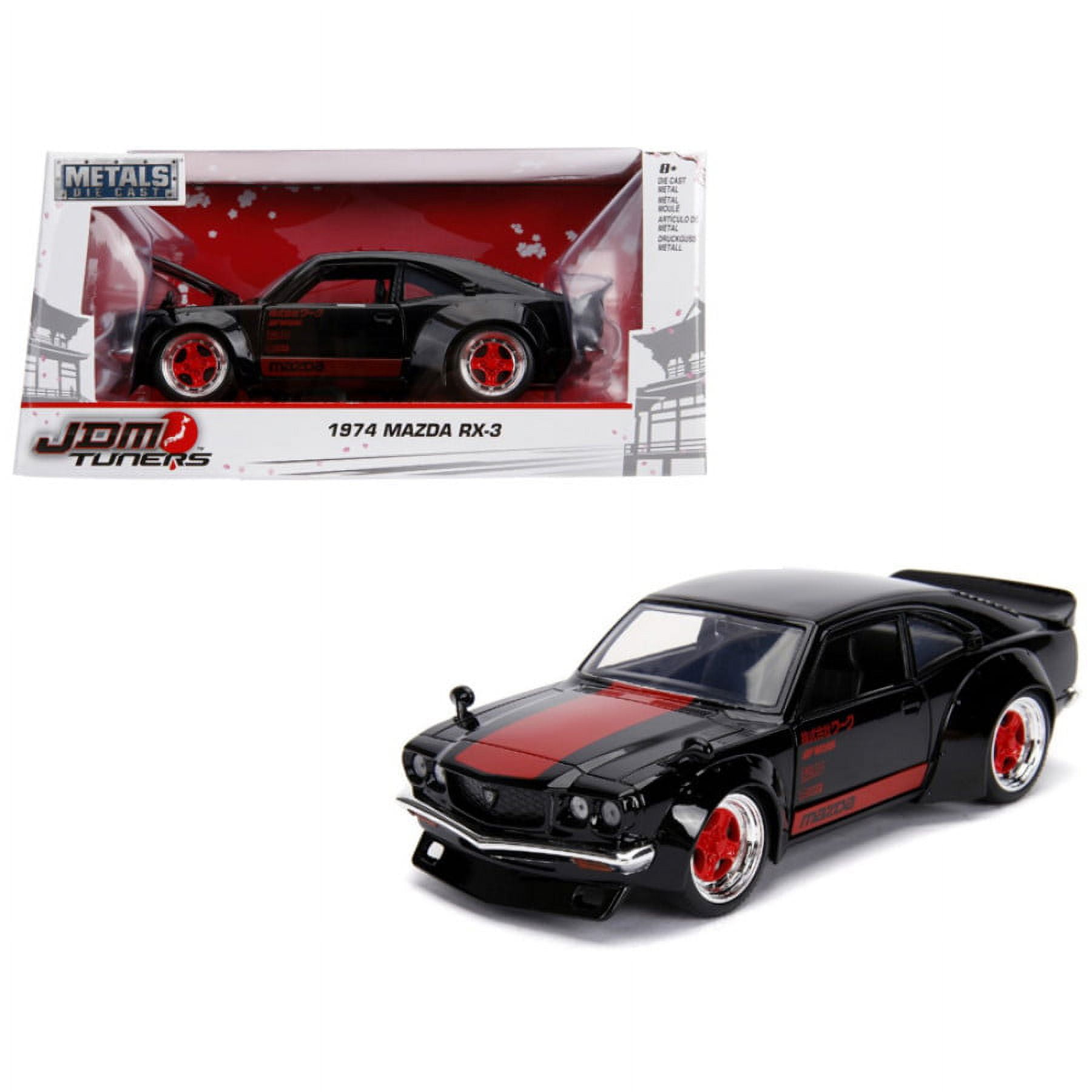 1974 Mazda RX-3 Black with Red Stripe 'JDM Tuners' 1/24
