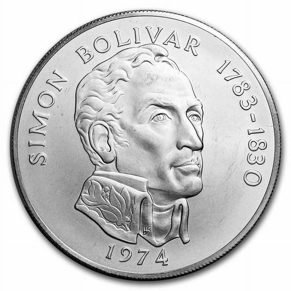 1974 Panama Silver 20 Balboas Simon Bolivar BU