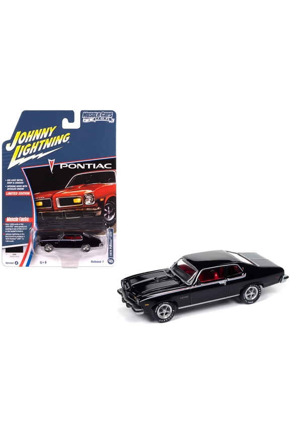1974 Pontiac GTO Starlight Black with Red Interior "Muscle Cars USA" Series 1/64 Diecast Model Car by Johnny Lightning