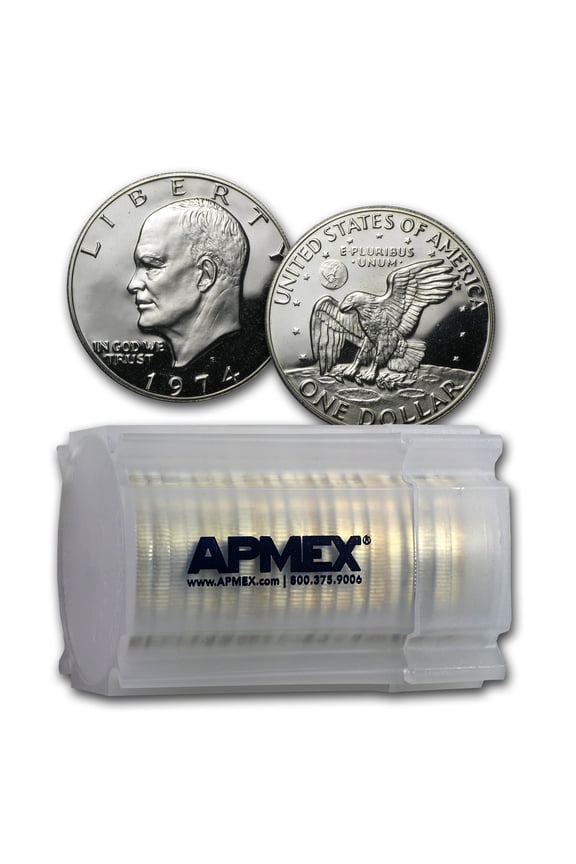 1974-S 40% Silver Eisenhower Dollar 20-Coin Roll Proof