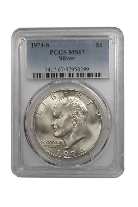 1974 Silver Eisenhower Dollar PCGS MS67 Graded Coin
