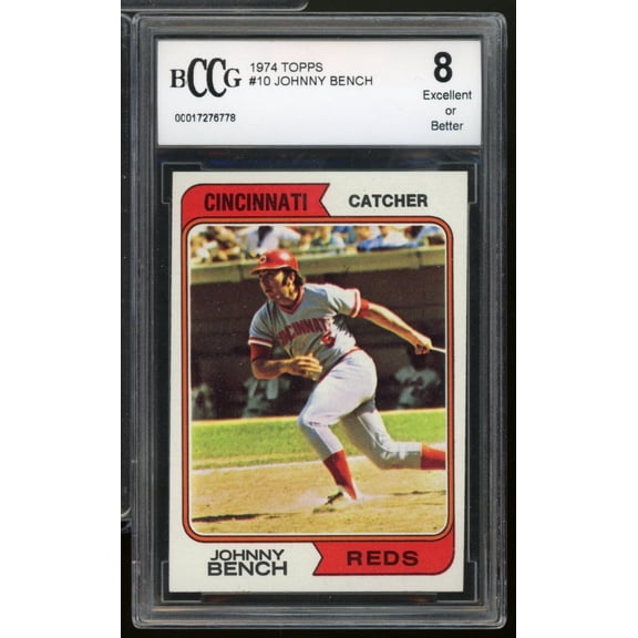 1974 Topps #10 Johnny Bench Card BGS BCCG 8 Excellent+