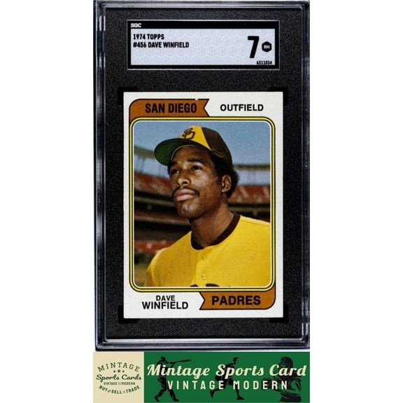 Graded 1974 Topps Dave Winfield #456 Baseball Card SGC 7 San Diego Padres