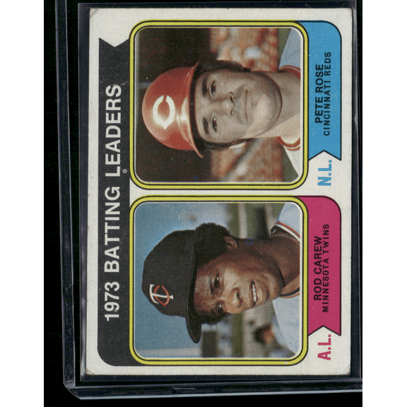 1974 Topps ROD CAREW/PETE ROSE #201 1973 Batting Leaders Pencil on Back