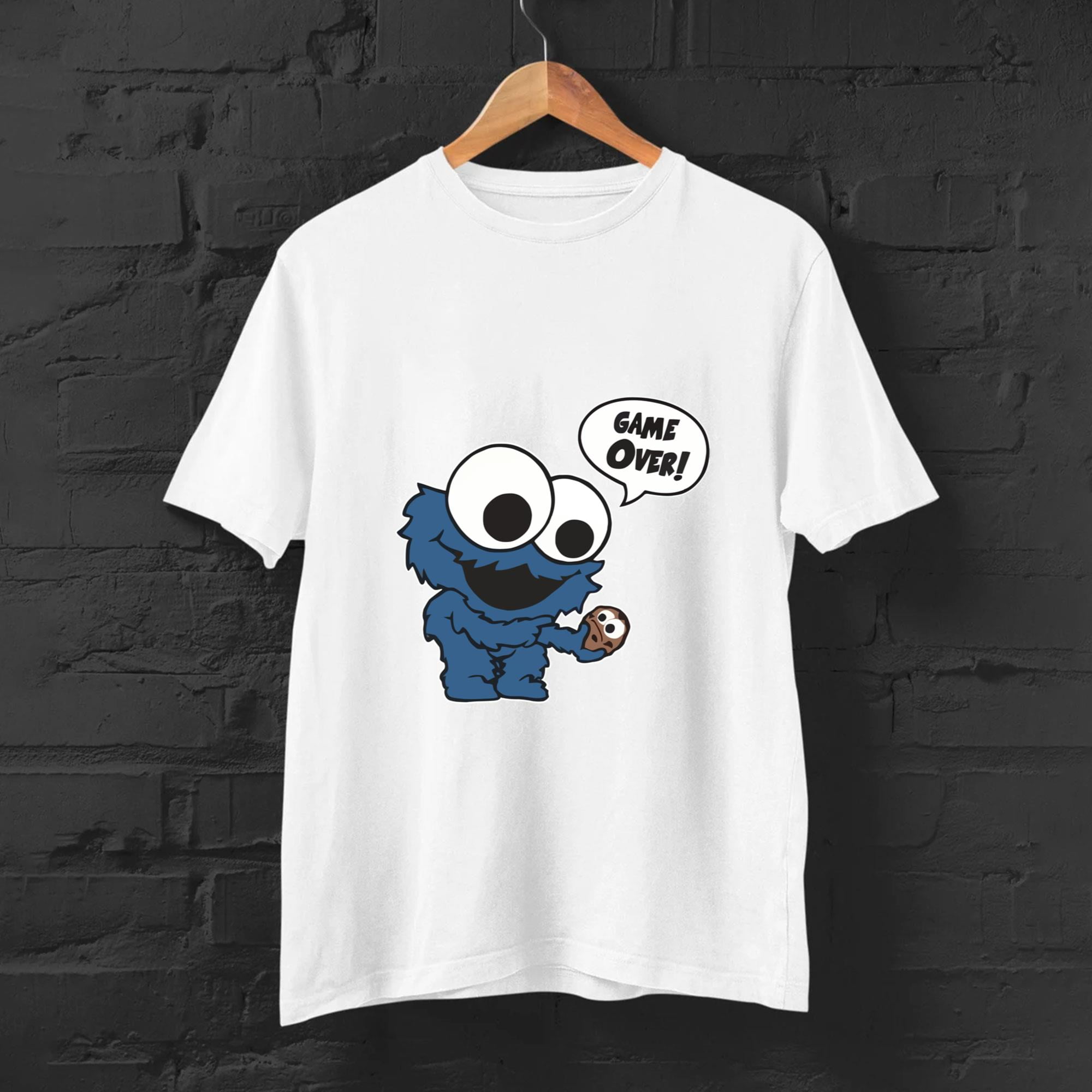 1974 USTEE Unisex Funny Cookie Monster TShirt Game Over Nerd Gifts