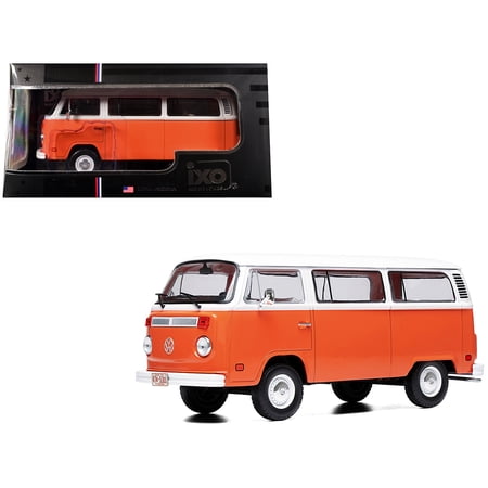 1974 Volkswagen T2 Bus Orange and White 1/24 Diecast Model by IXO Models