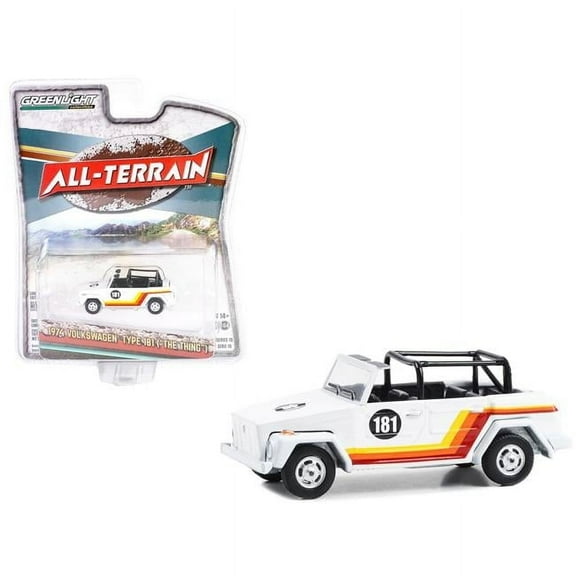 1974 Volkswagen Thing (Type 181) #181 White with Stripes "All Terrain" Series 15 1/64 Diecast Model Car by Greenlight