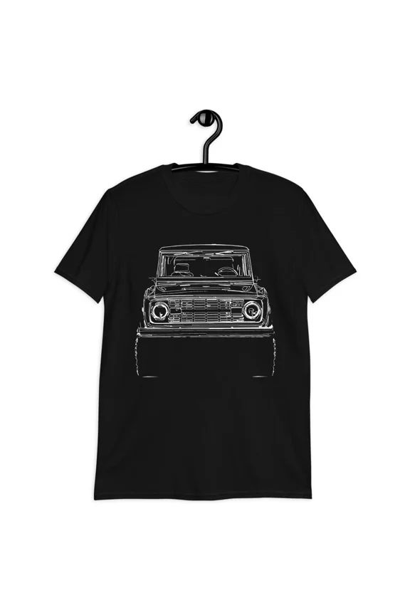 1975 Bronco Owner Gift Outline Sketch Art Short-Sleeve Unisex T-Shirt