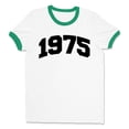 thumbnail image 1 of 1975 College Style Ringer Tee Shirt Unisex Large White/Kelly Green, 1 of 5