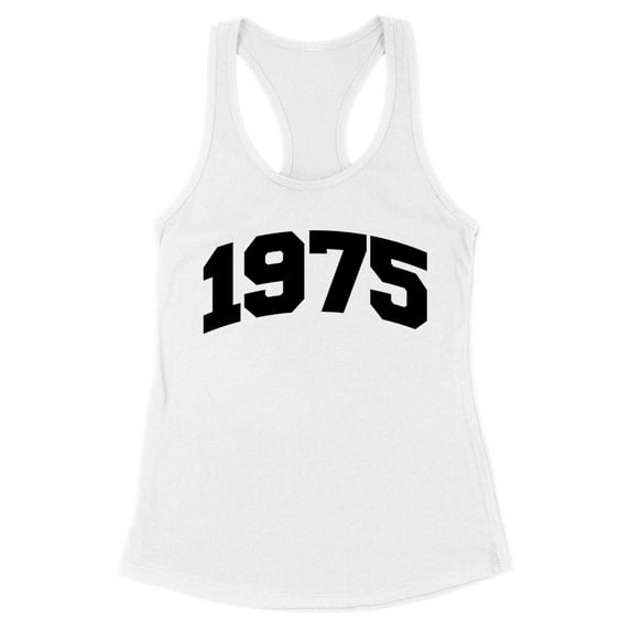 1975 College Style Tank Top Fitted Racerback Women's Large White