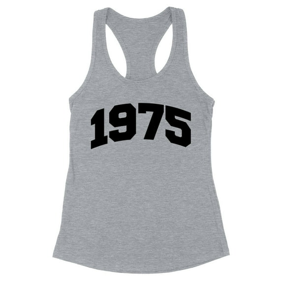 1975 College Style Tank Top Fitted Racerback Women's X-Large Heather Grey
