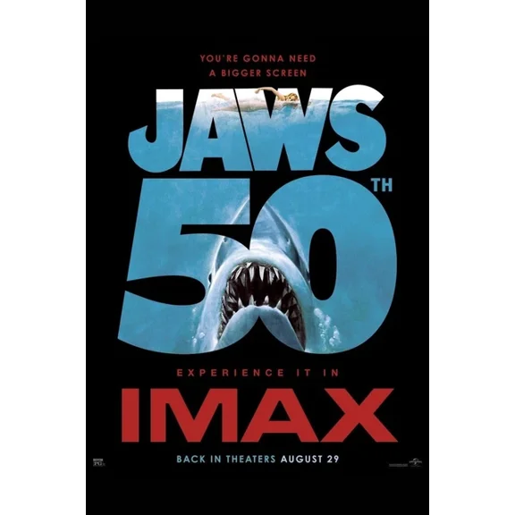 1975 Jaws 50Th Movie Poster Martin Brody Quint Great White Shark UNFRAMED PAPER POSTER, Home Decor