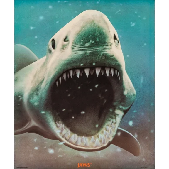1975 Jaws Movie Poster Martin Brody Quint Great White Shark UNFRAMED PAPER POSTER, Home Decor