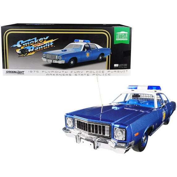 1975 Plymouth Fury Police Pursuit Arkansas State Police Smokey and The Bandit" (1977) Movie 1/18 Diecast Model Car by Greenlight"