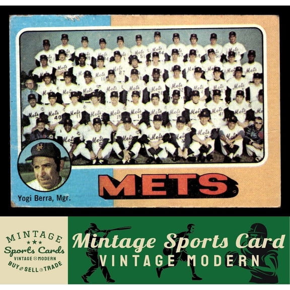 1975 Topps New York Mets / Yogi Berra #421 Team Checklists Gray Back