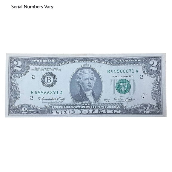 1976 $2 Federal Reserve Note Currency Note AU/CU