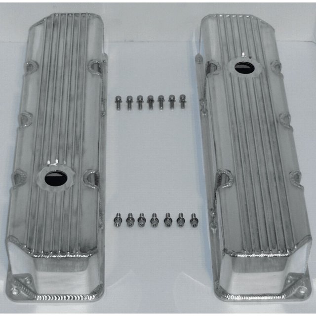 1976-87 Jeep AMC Pol Finned Fabricated Aluminum Valve Covers V8 304 360 ...