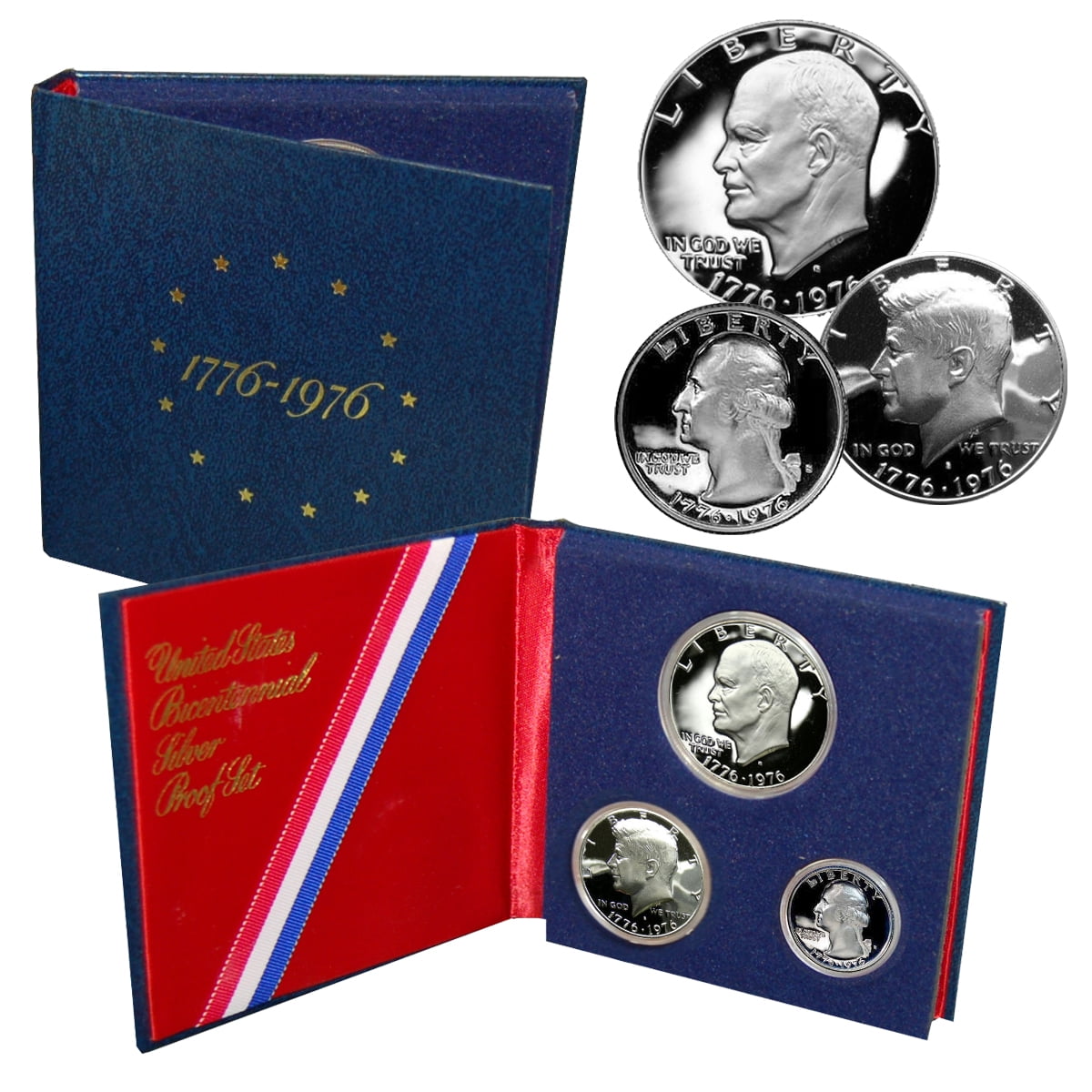 The Patriotic Mint 1976 Bicentennial 3 Piece 40% Silver Coin Set ...