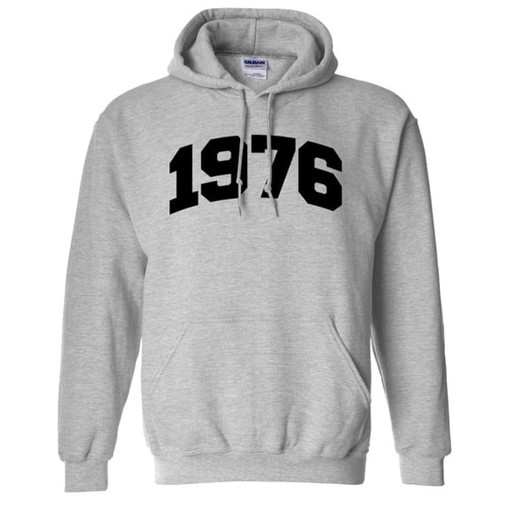1976 College Style Hoodie Sweatshirt Unisex 4X-Large Grey