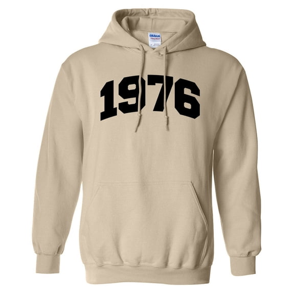 1976 College Style Hoodie Sweatshirt Unisex Small Sand