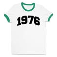 thumbnail image 1 of 1976 College Style Ringer Tee Shirt Unisex X-Large White/Kelly Green, 1 of 5
