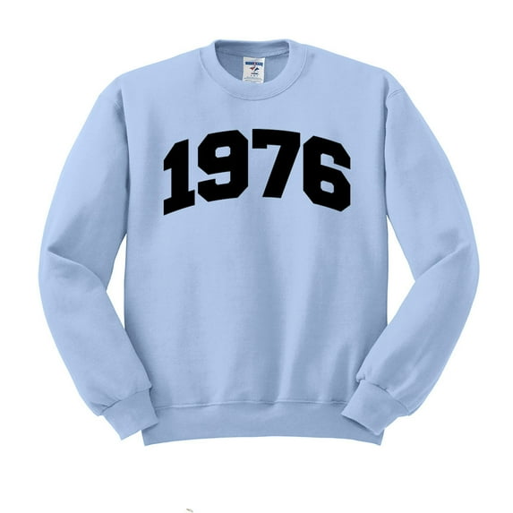 1976 College Style Sweatshirt Unisex Large Light Blue