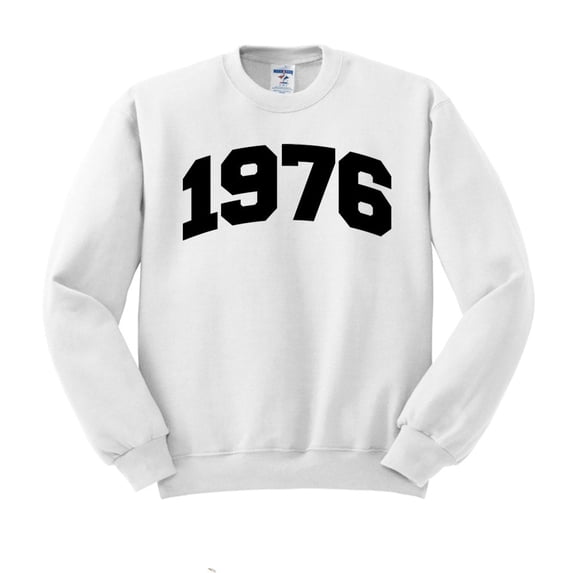 1976 College Style Sweatshirt Unisex Large White