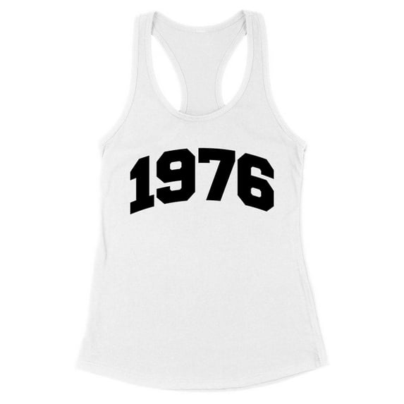 1976 College Style Tank Top Fitted Racerback Women's 2X-Large White