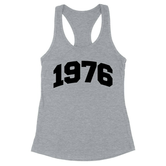 1976 College Style Tank Top Fitted Racerback Women's Large Heather Grey