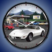 1976 Corvette and Gulf Gas Station Lighted Clock